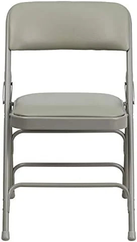 4 Pack HERCULES Series Curved Triple Braced & Double Hinged Gray Vinyl Metal Folding Chair