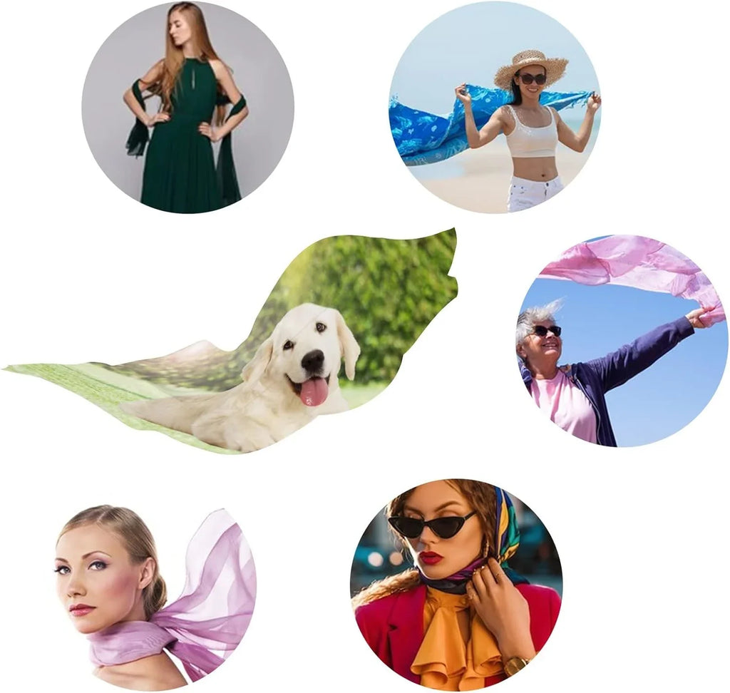 Hyjoy Golden Retriever Looking Outdoors Long Silk Neck Scarf Lightweight Shawl Wrap Scarves for Women Girls