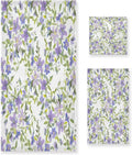 Wellsay Purple Flowers Bath Towel Set of 3, Highly Absorbent & Soft Bathroom Towels Set Quick Dry Towels Set for Bathroom Spa Beach (1 Bath Towels, 1 Hand Towel, 1 Washcloth)