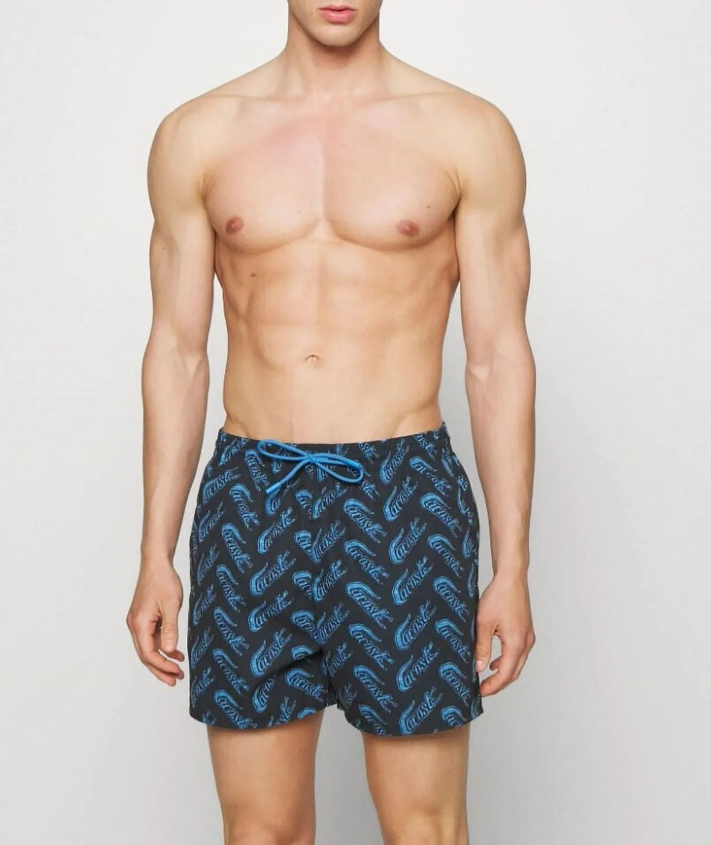 new Lacoste men swimwear trunks short MH5635 51 F65 324209 navy quick dry XL $90
