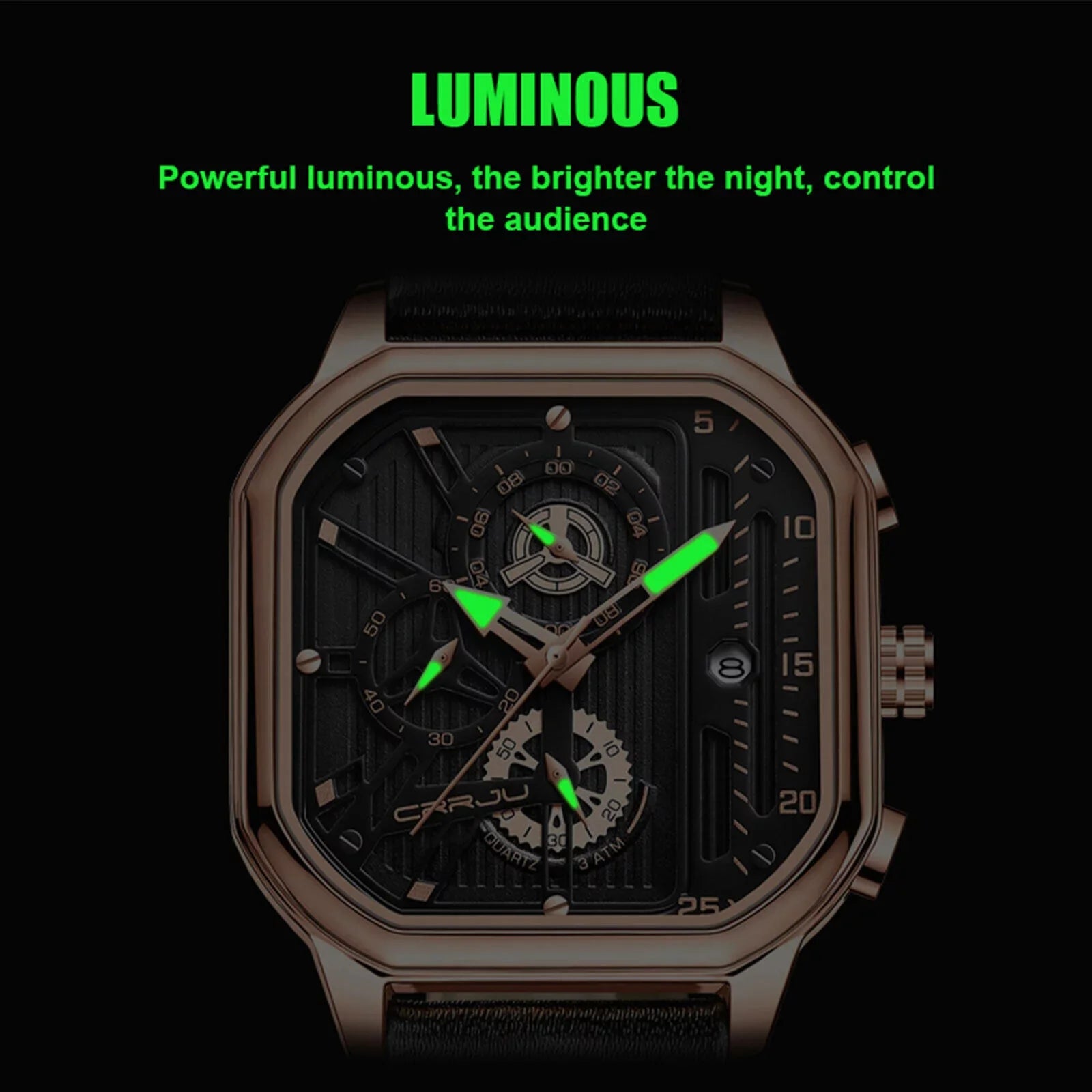 Waterproof Men's Quartz Watch Leather Luminous Business Date Chronograph Luxury