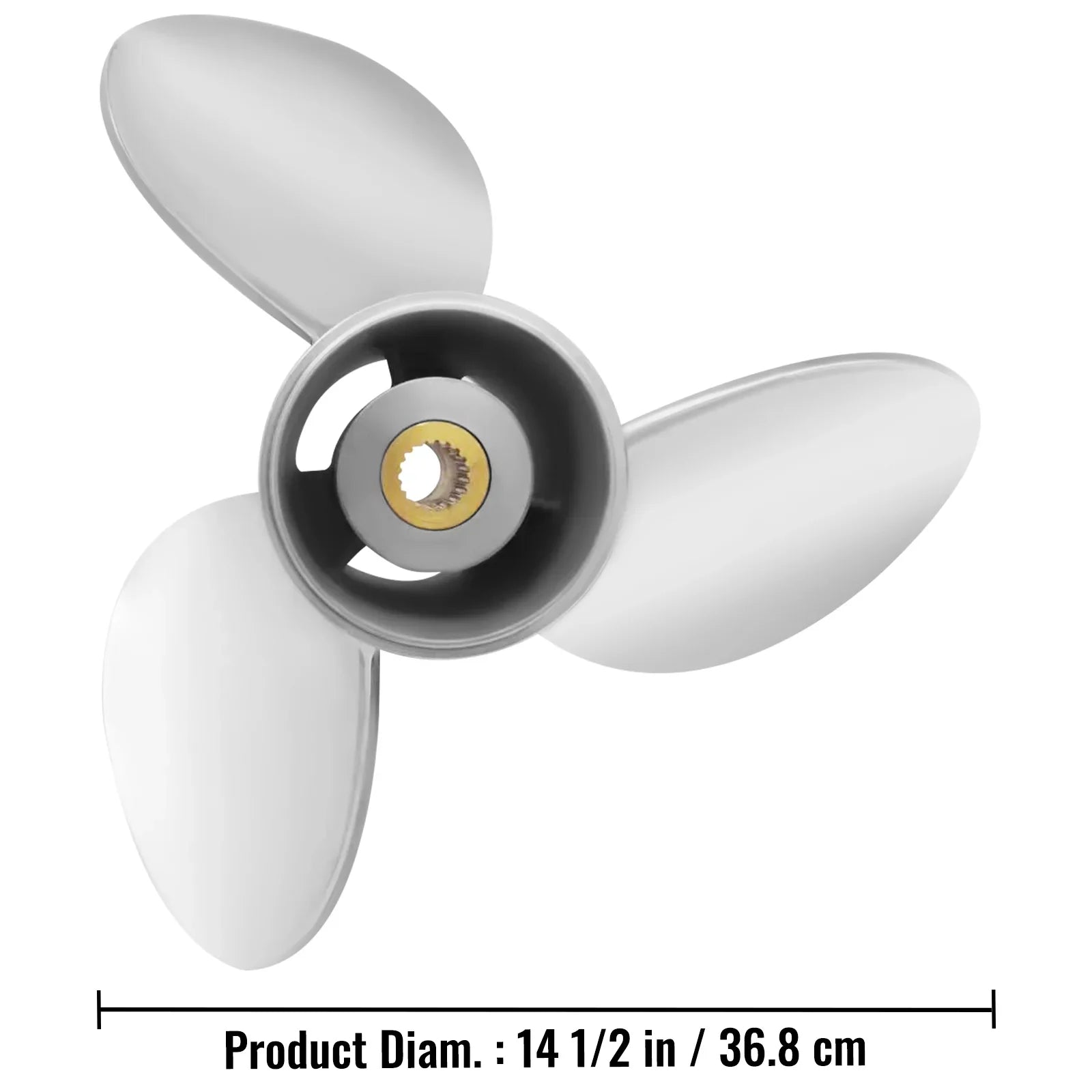 VEVOR Outboard Propeller, 3-Blade 14.5" x 21" Craft Propeller, Replace for OEM 3860709, Suitable with SX Sterndrives Outboard Volvo Penta Engine, Right-handed Steel Propeller Steel & 19 Spline Teeth