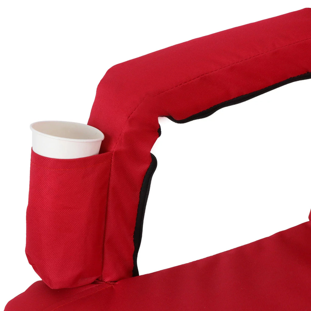 ZENSTYLE Impervious Stadium Seat with Cup Holder 7 Tiltable Positions - Red