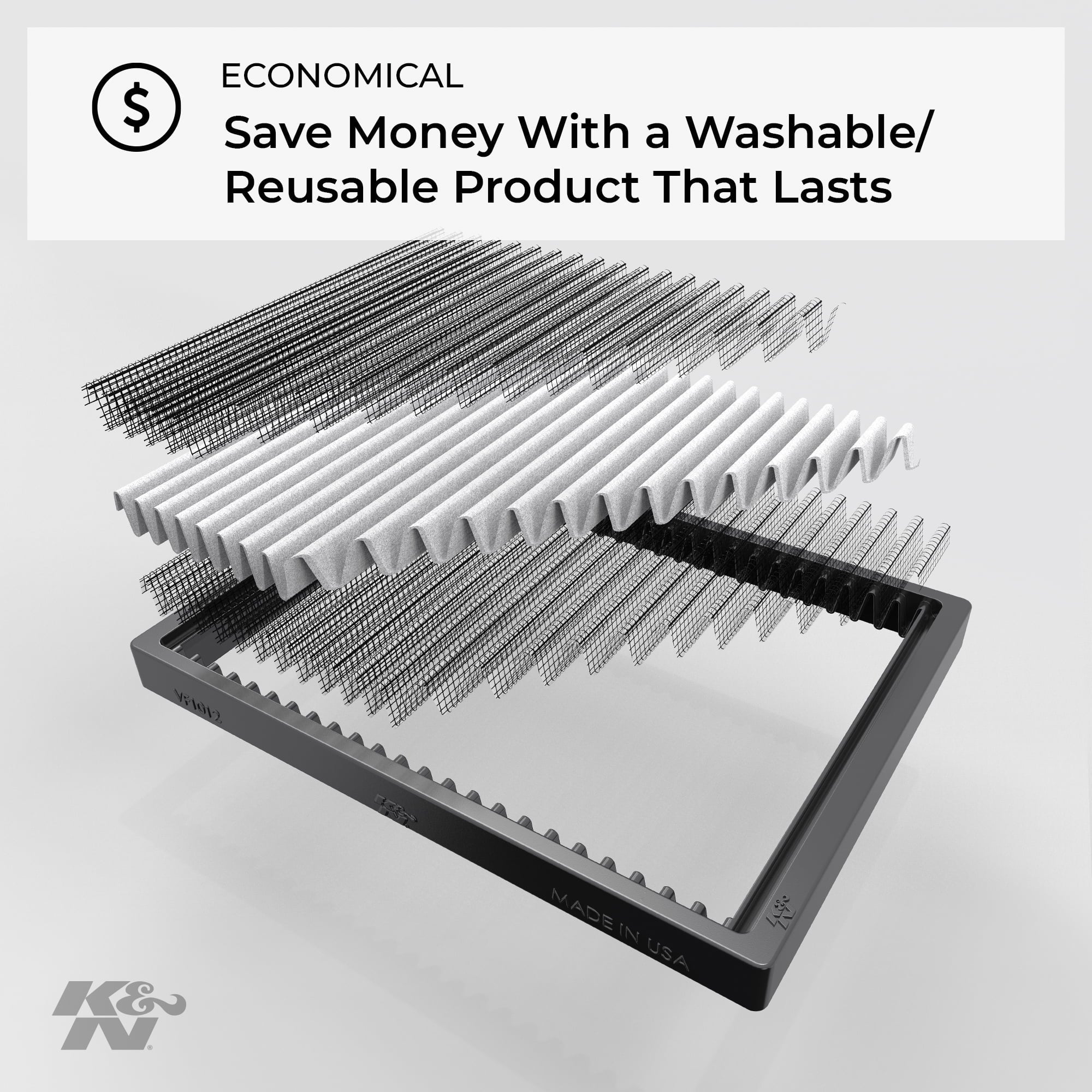 K&N Cabin Air Filter: Washable and Reusable: Designed For Select 2007-2016 Chevy/GMC/Buick/Saturn (Traverse, Acadia, Enclave, Outlook) Vehicle Models, VF1012