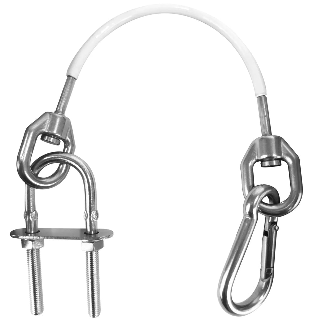 Five Oceans 12-Inch Anchor Safety Straps, Heavy Duty 7x19 PVC Coated Stainless Steel 6mm Wire Rope, Includes 5/16-Inch Carabiner Snap Hook and 5/16-Inch U-Bolt - FO4560