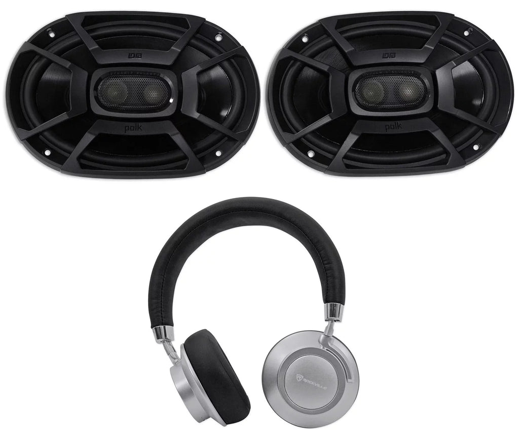 2) Polk Audio DB692 6X9" 450w Car Ship Speakers+Headphones