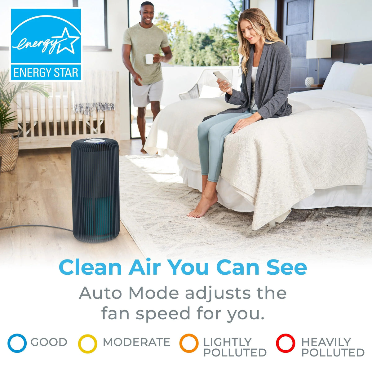 Pure Enrichment ® Smart 5-in-1 True HEPA Air Purifier with UV-C Light and App Control Graphite