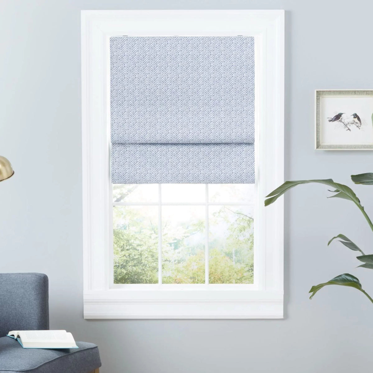 Exclusive Home Esme Total Blackout Roman Shade, 27"x64", Slate Blue