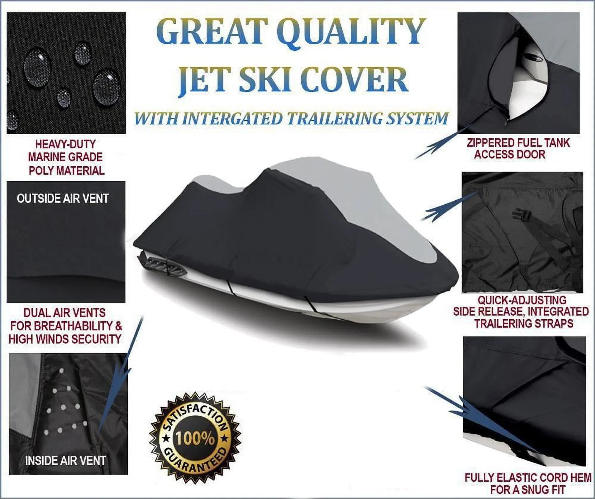 SUPER HEAVY-DUTY PWC 600D JET SKI Wrap Fitting for Kawasaki STX 750 / JT750 1994-1998