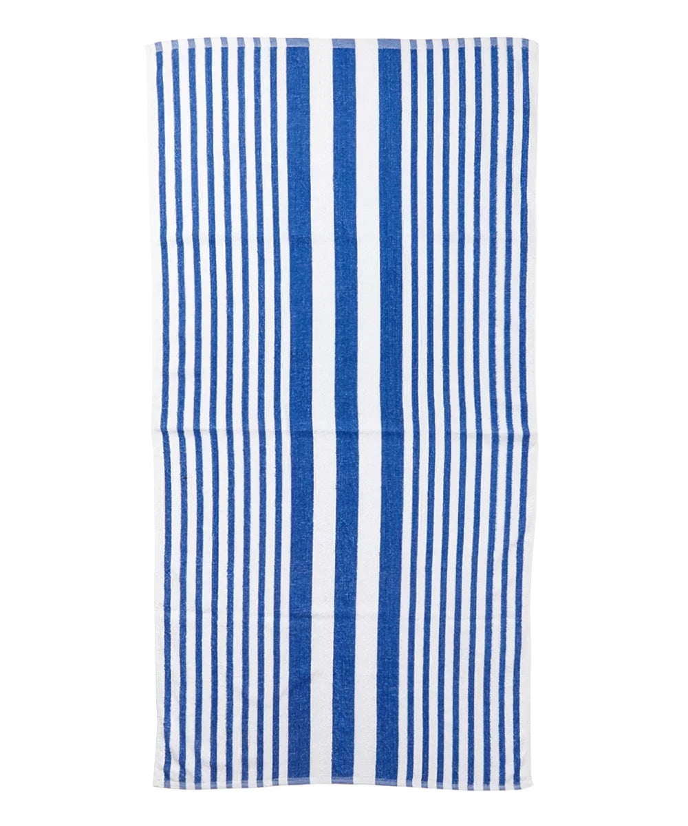 6 Pack Poolside Beach Pool Spa Towels Striped Blue/White 100% Ring Spun Cotton 30" x 60"