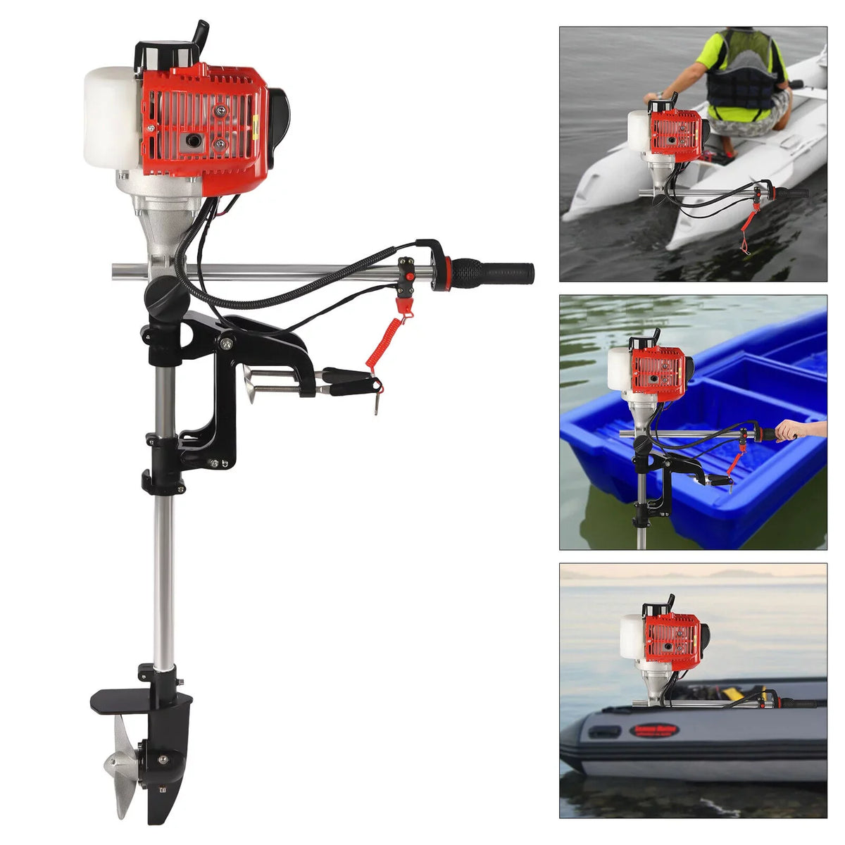 2-Stroke 2.3HP 52CC Outboard Craft Motor Engine Pull Starter w/Air Cooling System