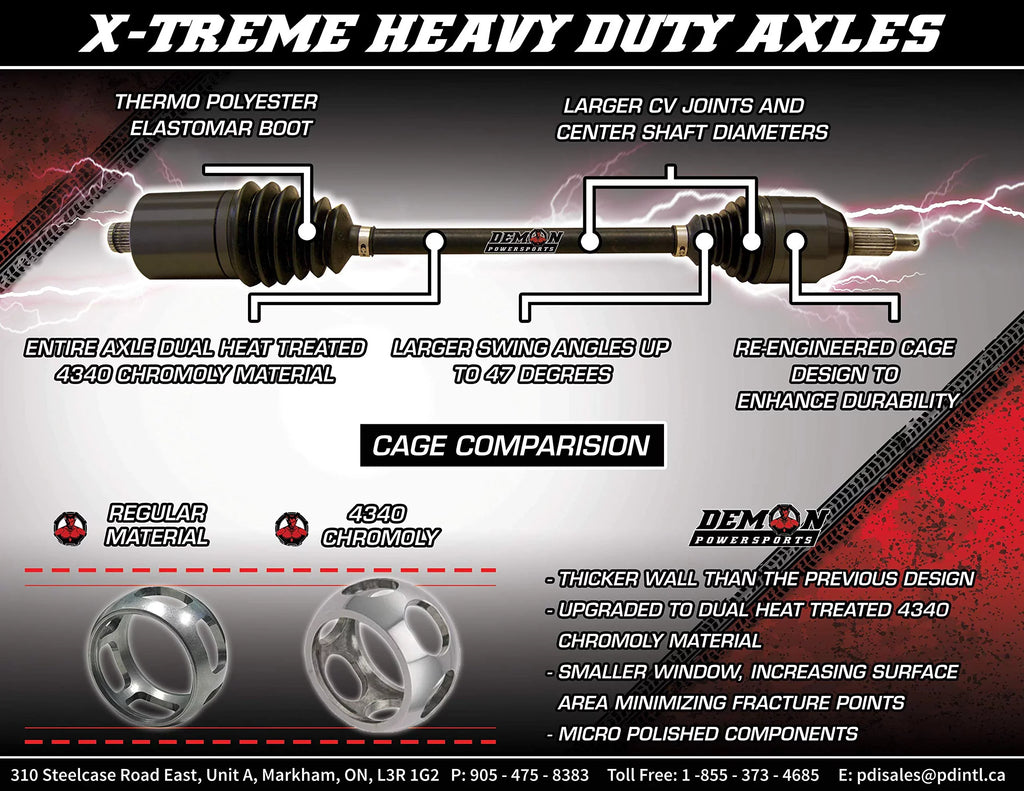 Demon Powersports - [Rear] Xtreme Heavy Duty Long Travel Axle (Race Spec, 5 inch HCR) for Polaris General 1000 EPS Series (2016 2017 2018 2019)