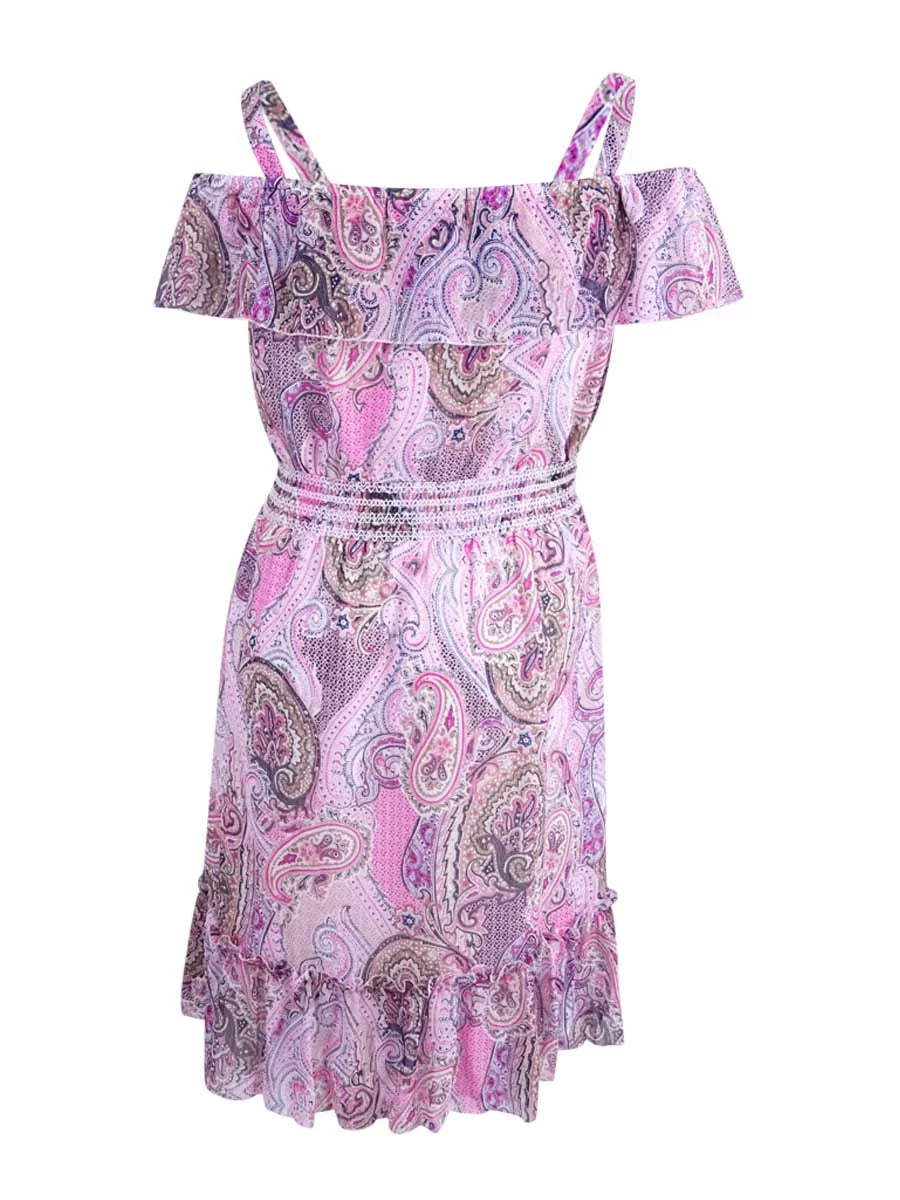 Tommy Hilfiger Women's Paisley-Print Cold Shoulder Dress (18, Print Multi)