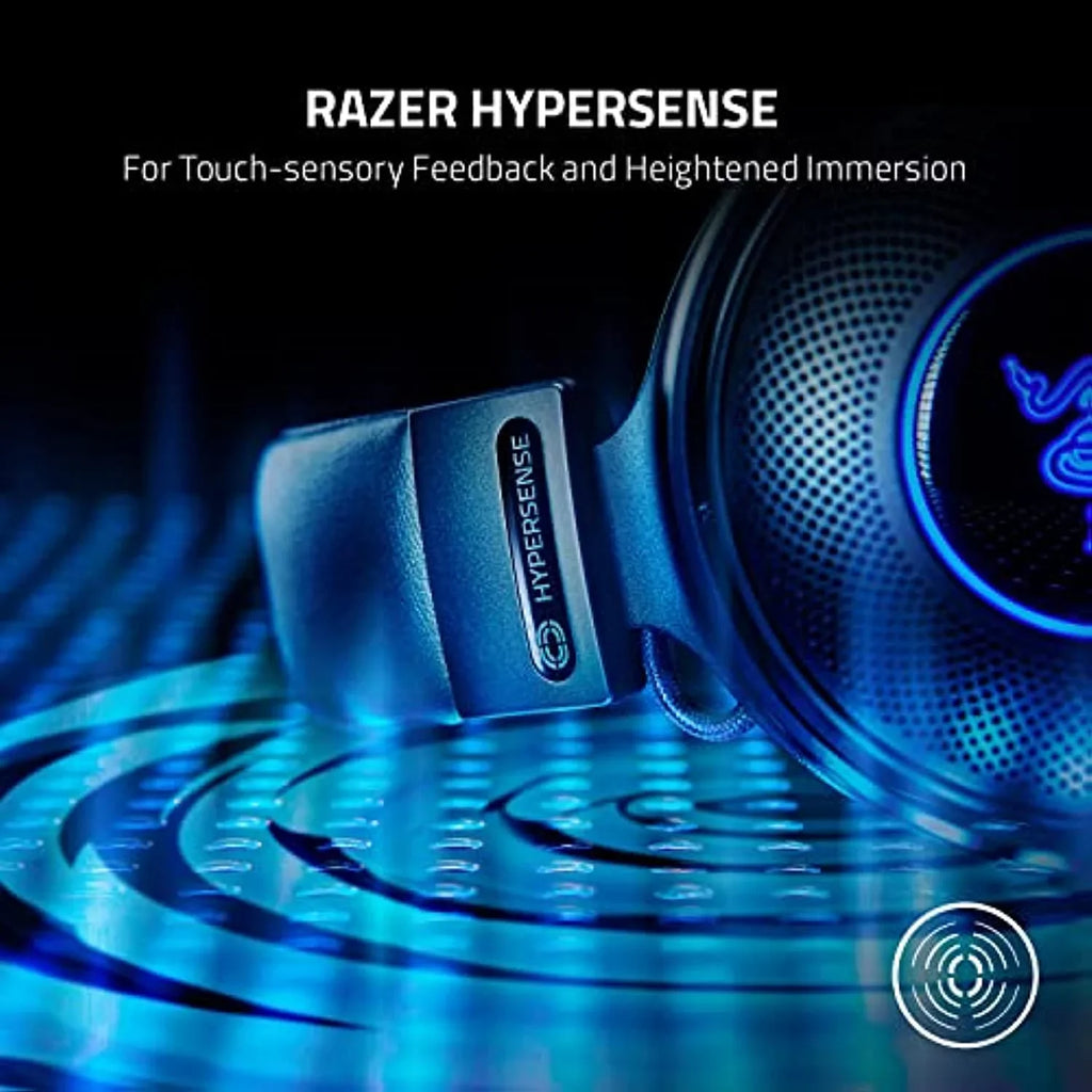 Razer Kraken V3 Hypersense Wired Usb Gaming Headset W/Haptic Technology: Triforce Titanium 50Mm Drivers - Thx Spatial Audio - Hybrid Fabric & Leatherette Memory Foam Cushions - Detachable Mic