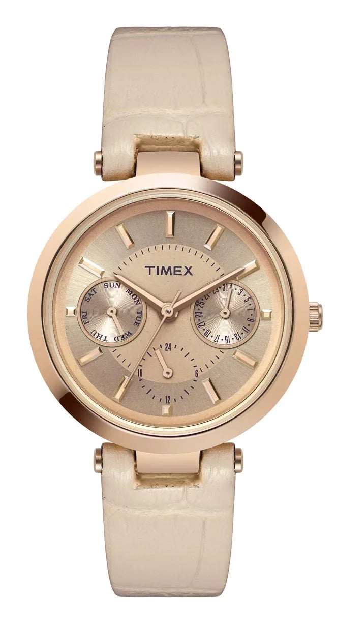 Timex Women's Classic 34mm Watch - Pink Strap Pink Dial Rose Gold-Tone Case