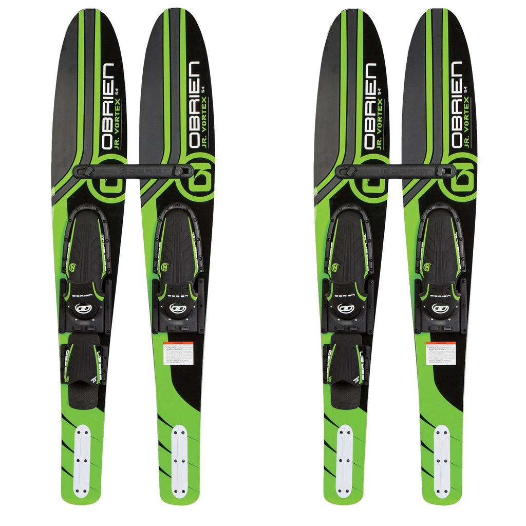OBrien 54" Adjustable Combo Water Skis, Kids Size 2-Mens Size 7, Green (2 Pack)