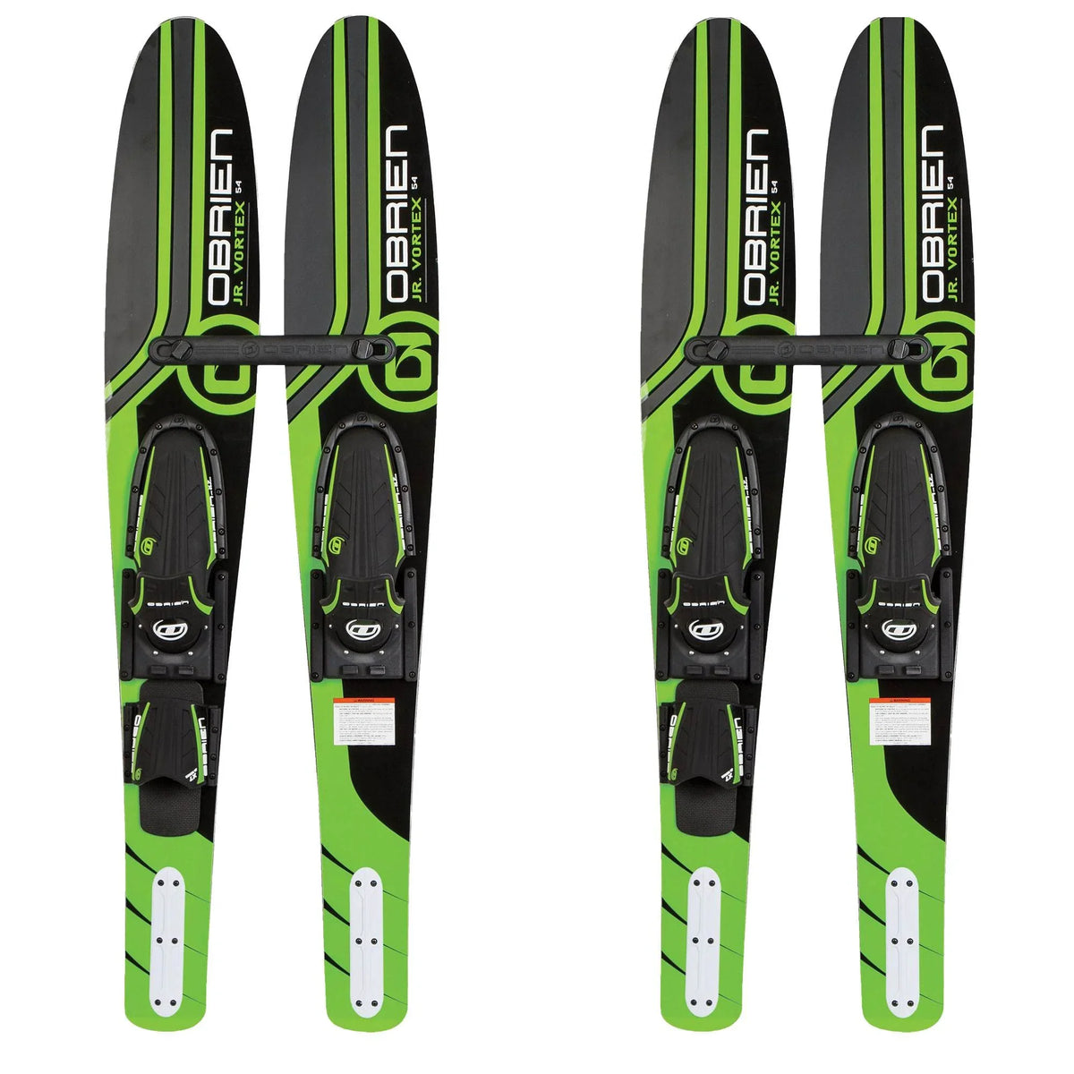 OBrien 54" Adjustable Combo Water Skis, Kids Size 2-Mens Size 7, Green (2 Pack)