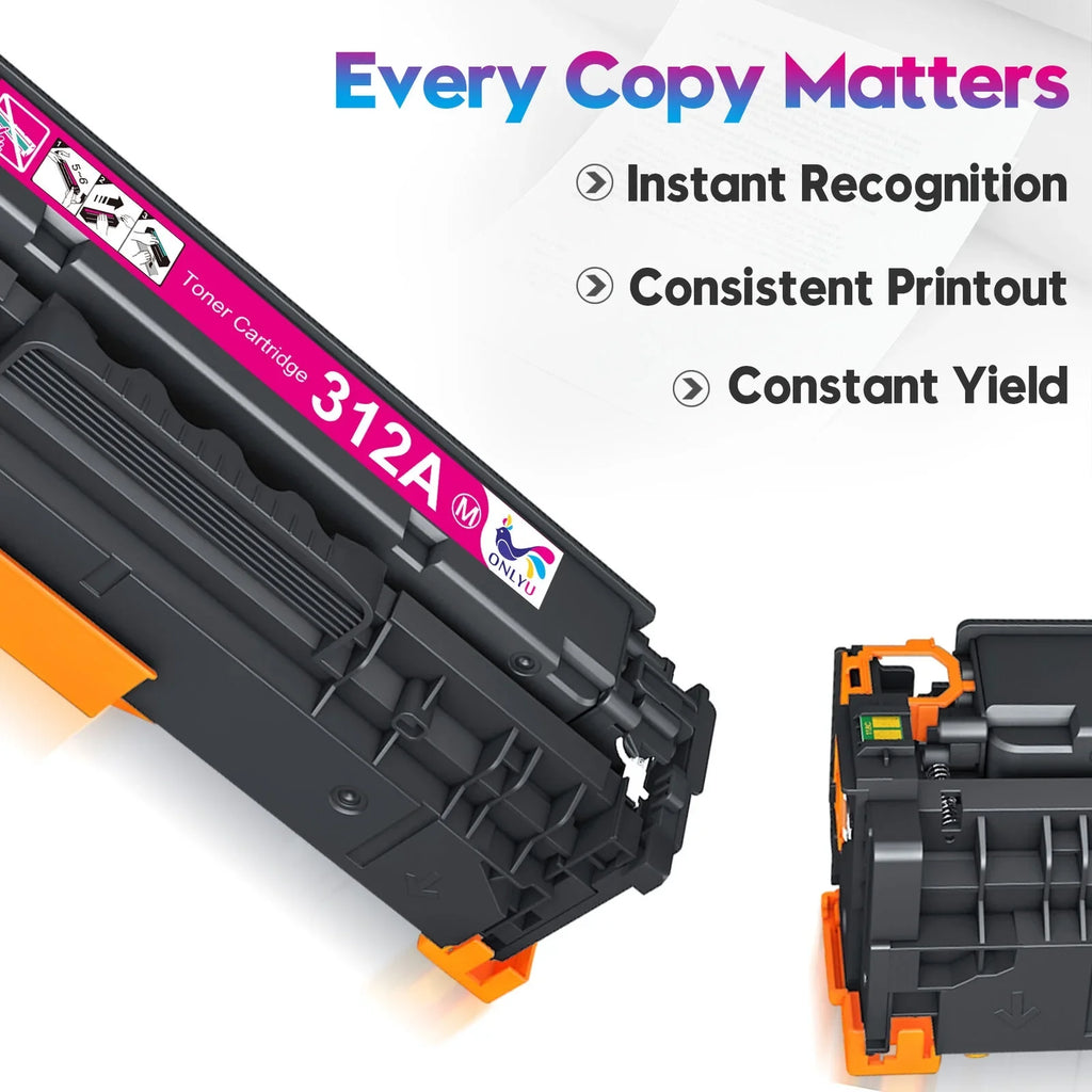312X Toner Cartridges 312A Toner Replacement for HP 312X 312A CF380A CF380X CF381A CF382A CF383A Matching with HP Laserjet Pro 400 Color M451dw M451dn M451nw MFP M475dw M475dn M375nw Printer, 5-Pack