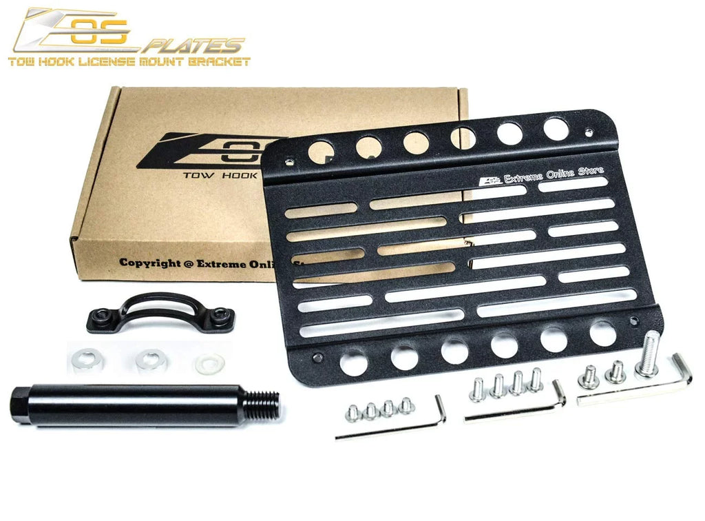 Extreme Online Store Replacement for 2009-2015 Mazda Miata NC | EOS Plate Version 1 Mid Sized Front Bumper Tow Hook License Relocator Mount Bracket Tow-230