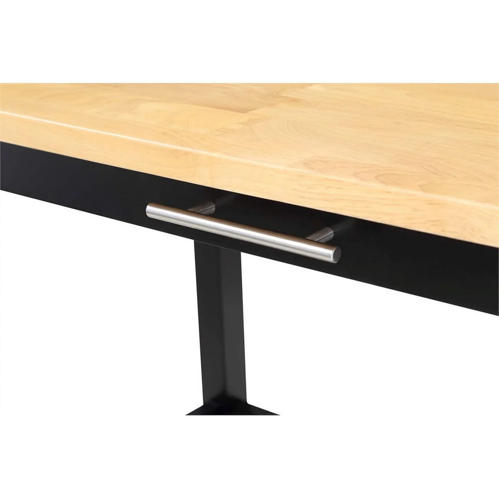 Pemberly Row 3-Tier Butcher Block Kitchen Prep Island with Drawer- Black Wood
