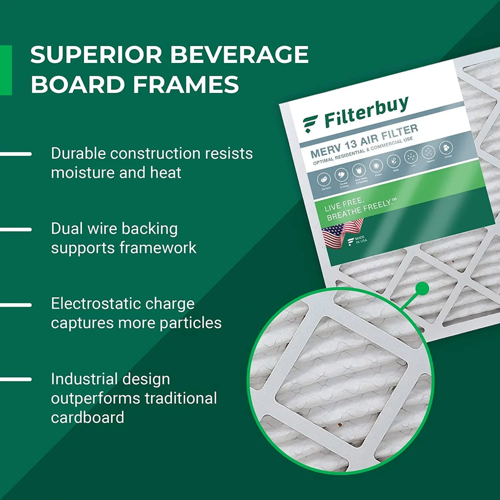 Filterbuy 10x14x2 MERV 13 Pleated HVAC AC Furnace Air Filters (2-Pack)