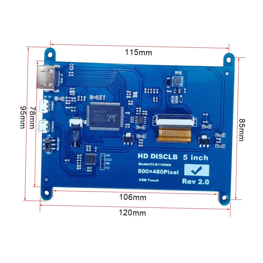 Andoer 5 Inch Capacitive Touchscreen Display 800*480 Resolution Small Portable with USB Interface Matching with Raspberry Pi Tool