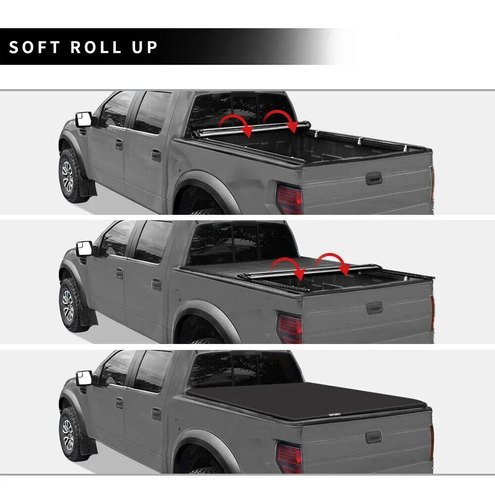 Ledkingdomus 5.7 ft Bed Soft Roll up Truck Bed Tonneau Shield for 2009-2023 Dodge Ram 1500 Without Rambox