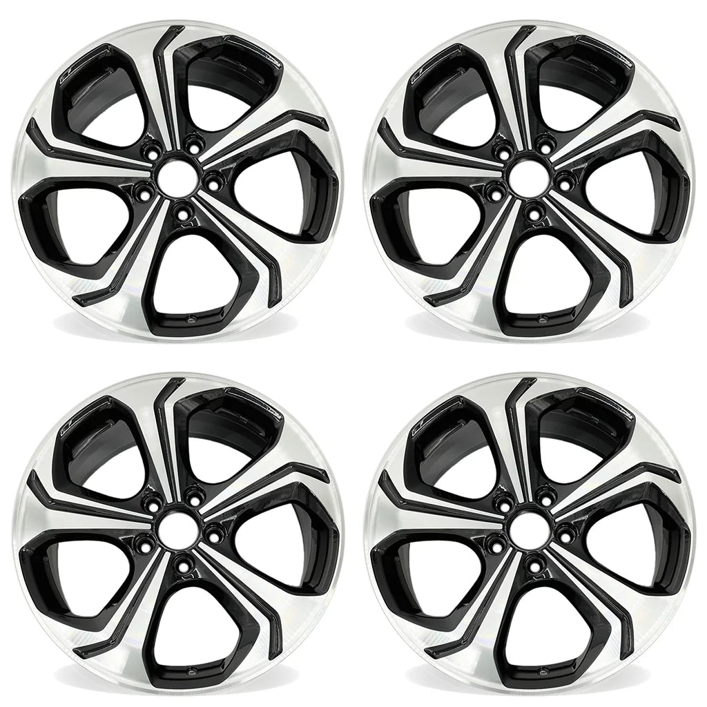 18" SET OF 4 18X7.5 Machined BLACK Wheels For 2014 2015 Honda Civic OEM Caliber Replacement Rim