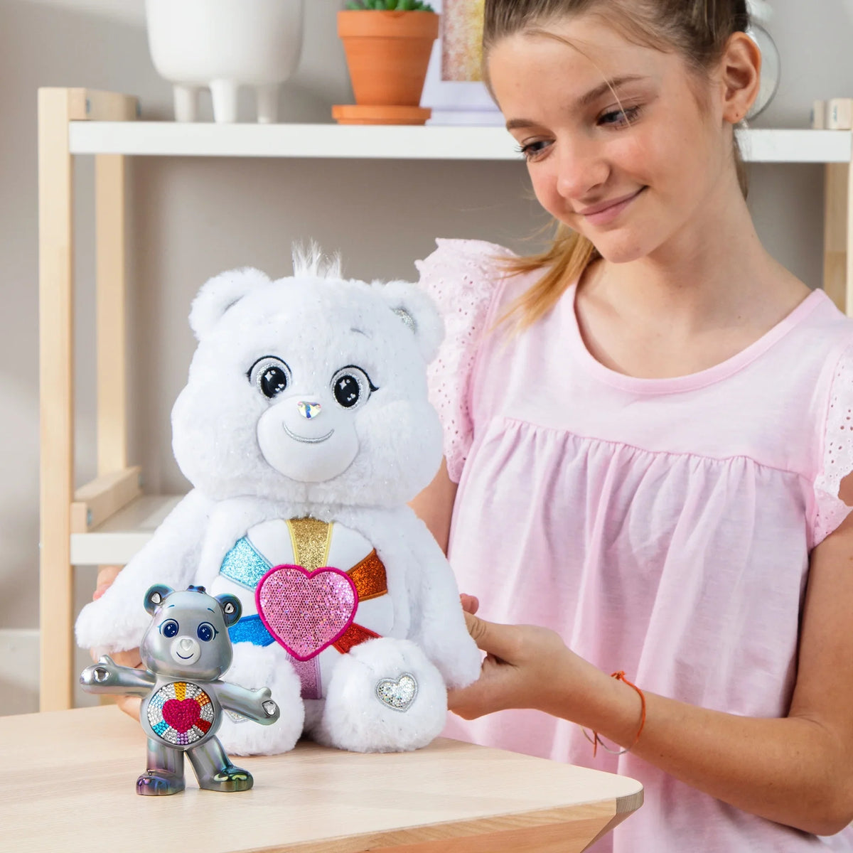 Care Bears 14" Hopeful Heart Bear and 5" Collectible Hopeful Heart Bear - Special Collector Limited Edition.