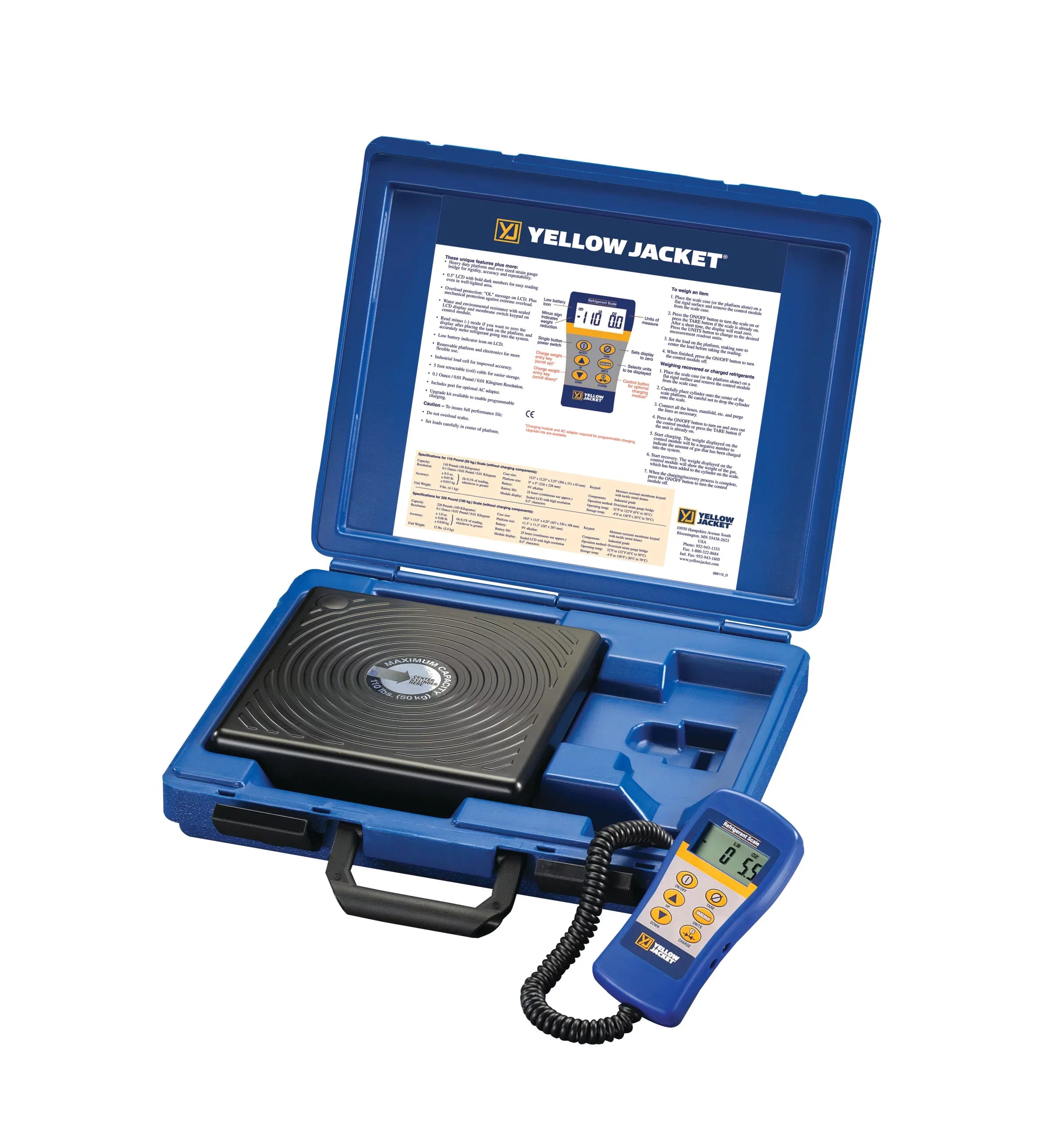 Yellow Jacket Refrigerant Scale,Electronic,110 lb 68802