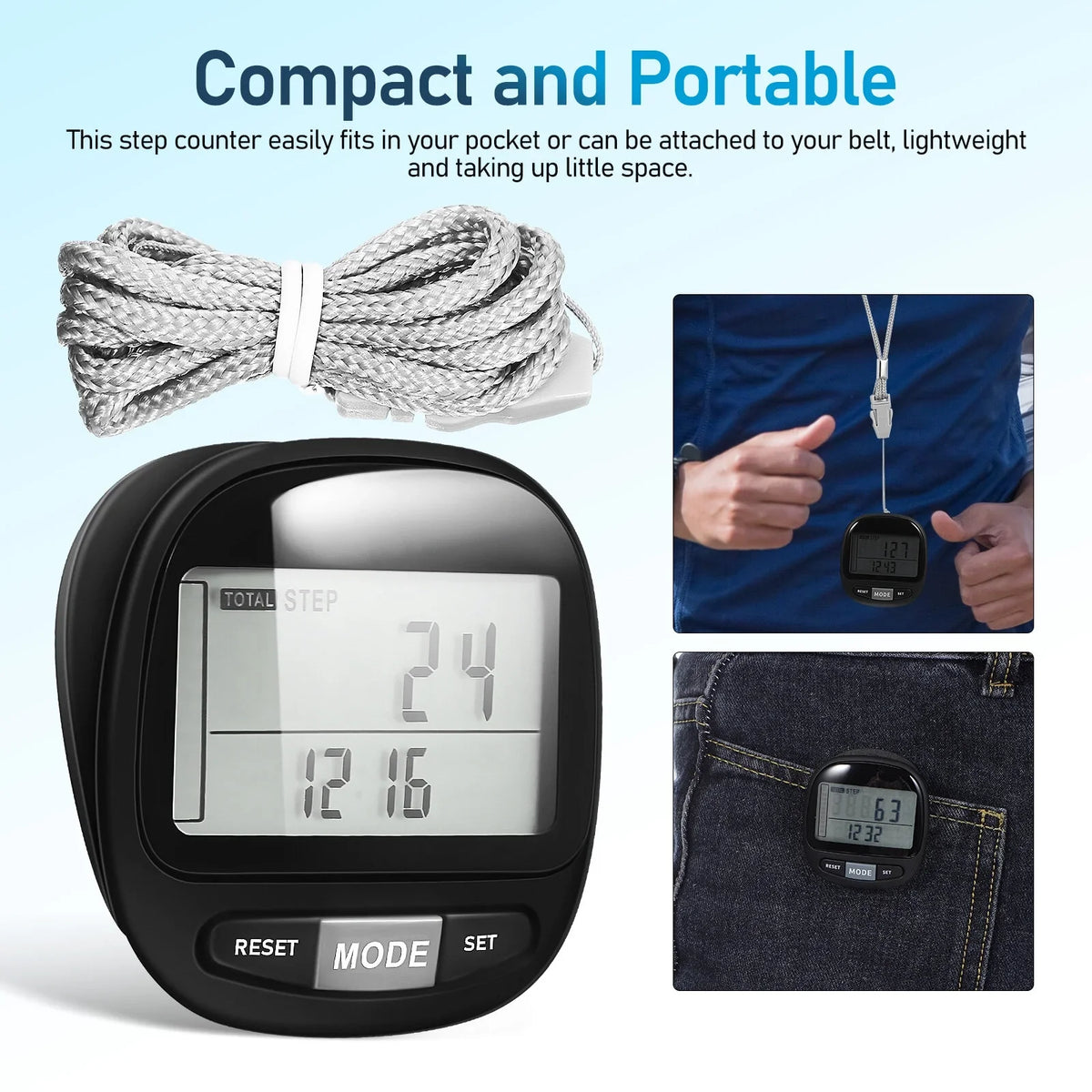 Yueyihe Walking Pedometer Portable Step Tracker Outdoor Pedometer Clip Walking Steps Counter