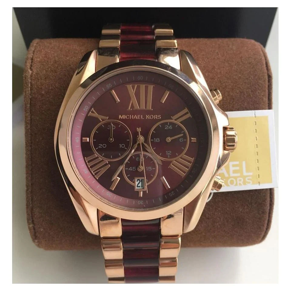Michael Kors MK6270 Bradshaw Burgundy Red Chronograph Wrist Watch for Women