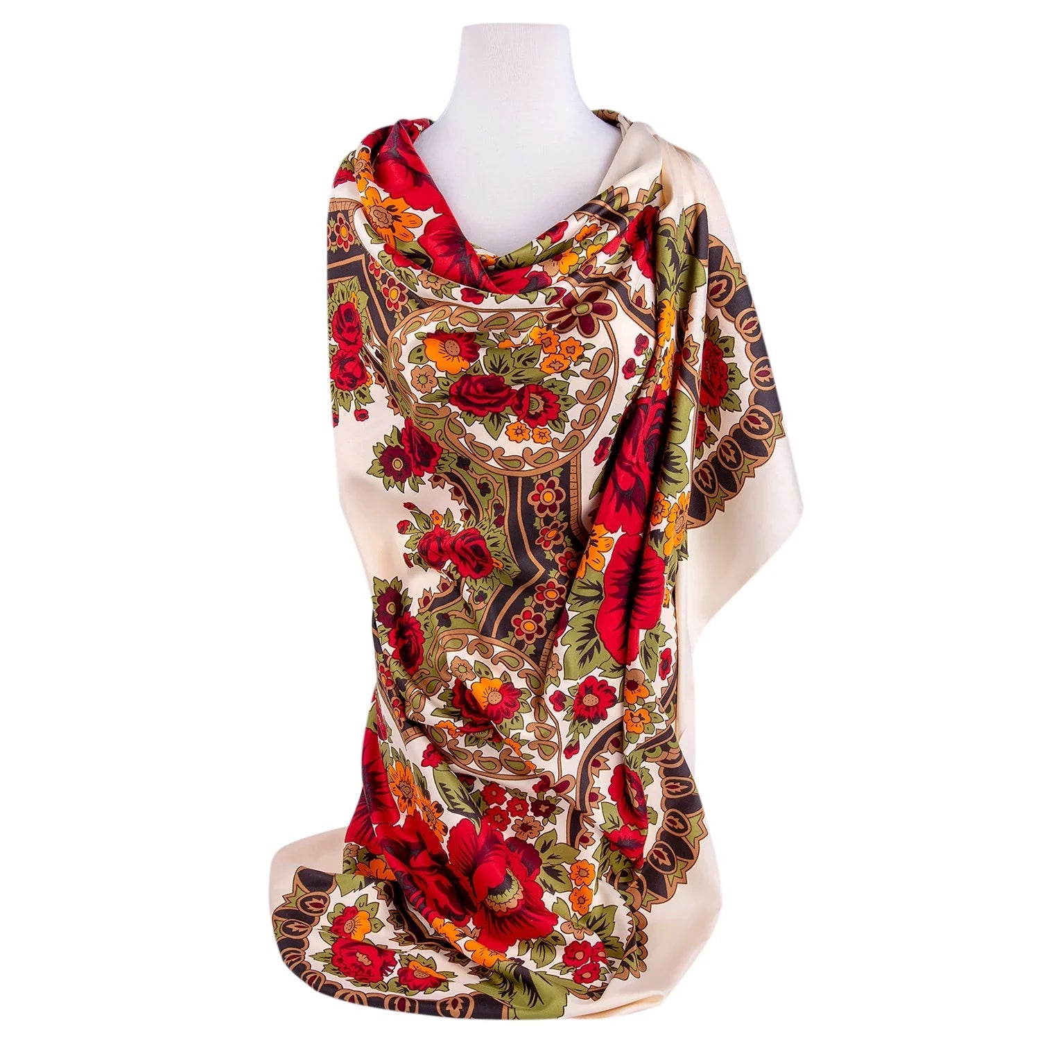 STP GOODS Evening Shawl and Wrap for Women Precious Beige Silk Shawl 51x51'' (130 * 130 cm) Travel Scarf Tops Fashion Shawl for Wedding