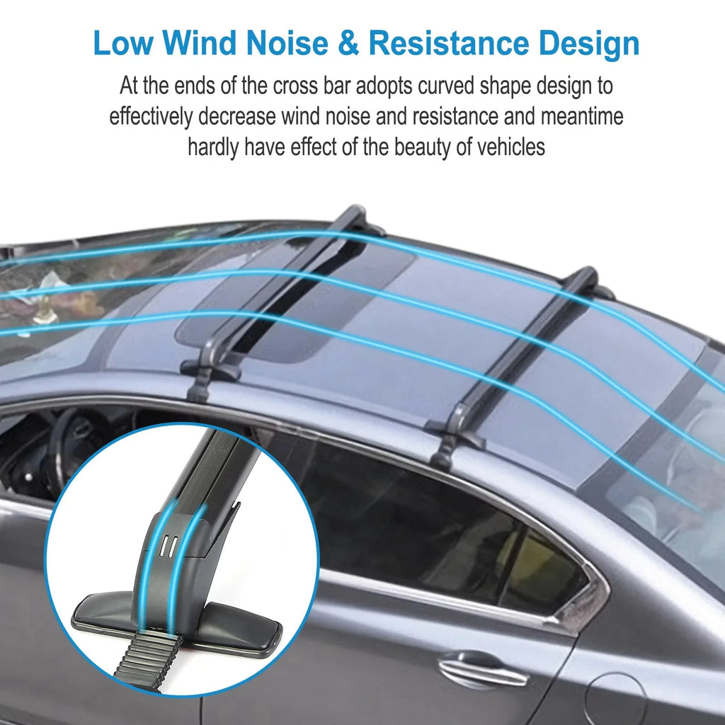 Universal Car Roof Rack Cross Bar, 43in Crossbar with Anti-Theft Lock Adjustable Window Frame Hooks for Bike Kayak Cargo Luggage-2 Pieces