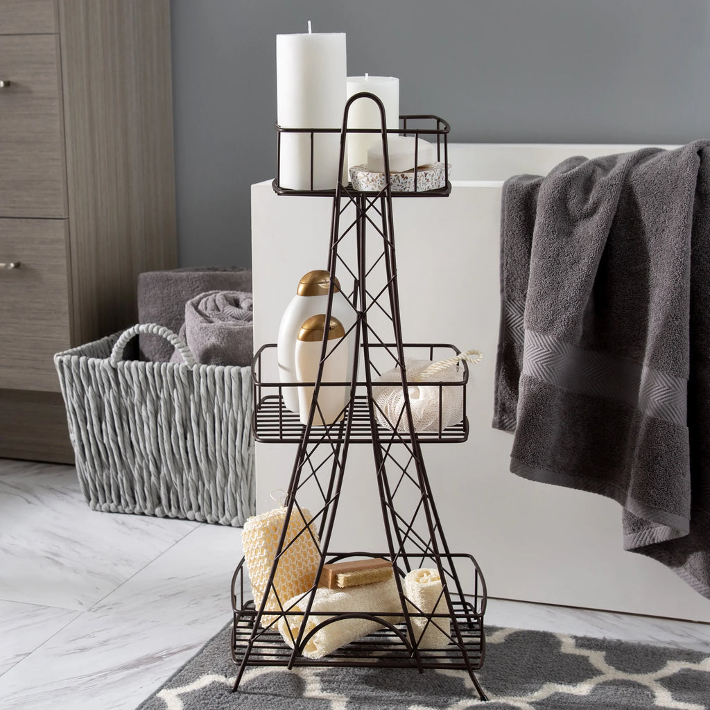 ELLE Paris Ville Des Lumieres Collection Eiffel Tower 3 Tier Spa Tower, 11"x 7"x 24.8" H