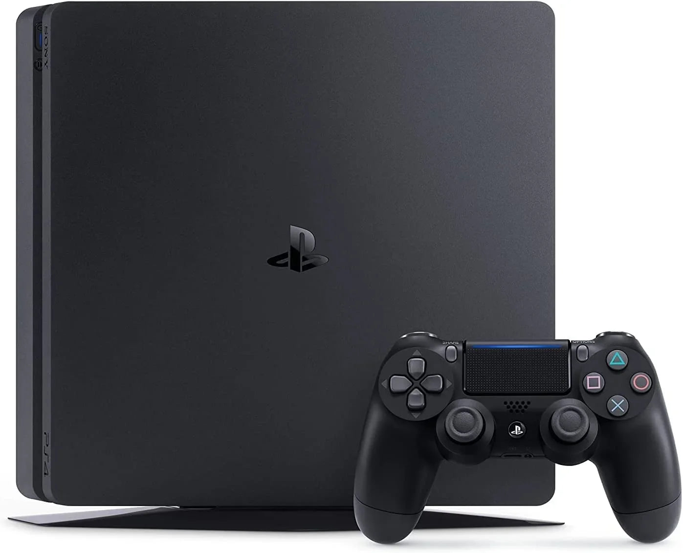 Pre-Owned Sony PlayStation 4 Slim 1TB Black Gaming Console + Gaming Earbuds With Microphone BOLT AXTION Bundle (Refurbished: Like New)