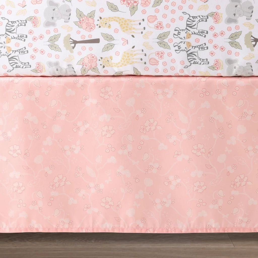 The Peanutshell Pink and Grey Wildest Dreams Crib Bedding Set for Baby Girls, 3 Piece Nursery Set