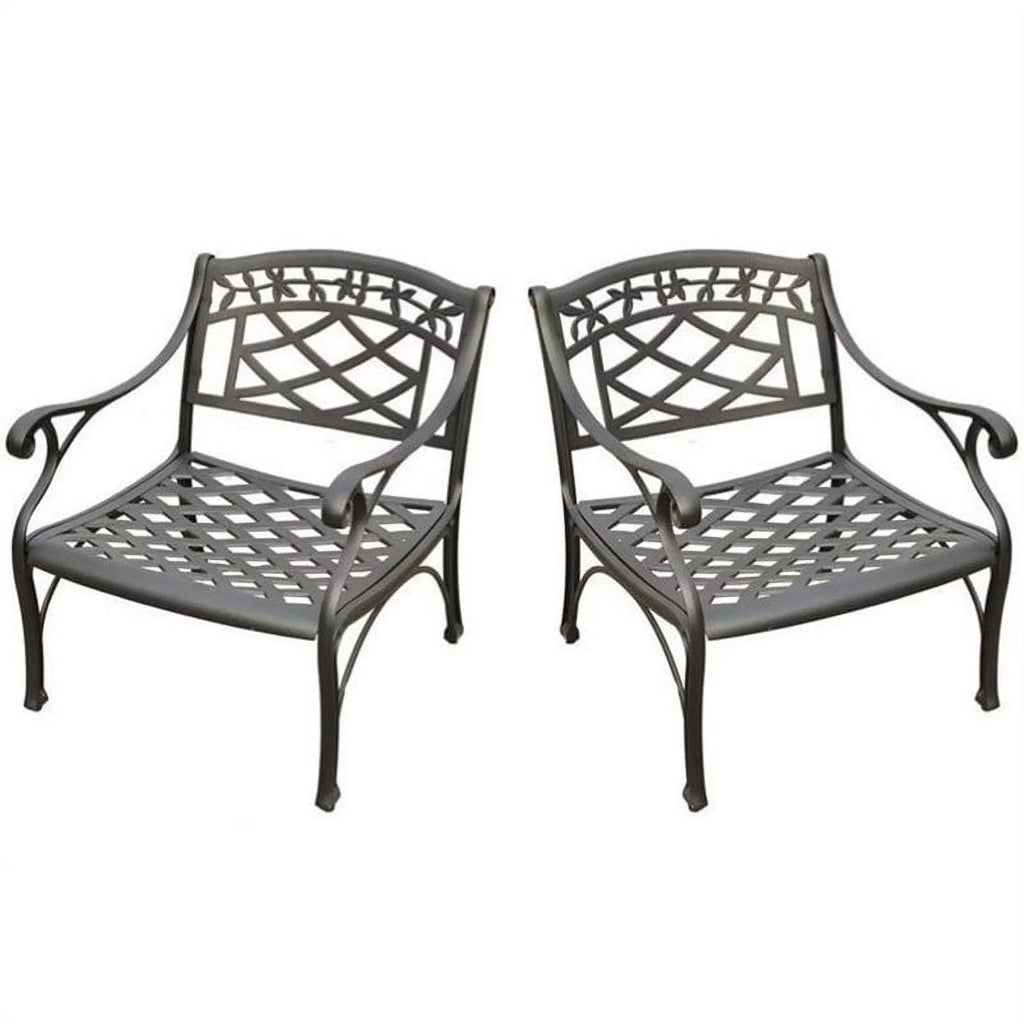Afuera Living Taditional Metal Patio Club Chair in Charcoal Black (Set of 2)