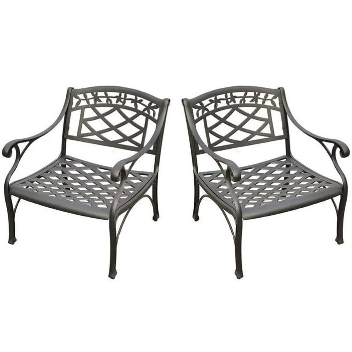 Afuera Living Taditional Metal Patio Club Chair in Charcoal Black (Set of 2)