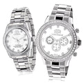 His and Hers Watches: White Gold Pltd Diamond Watch Set 3.5ct