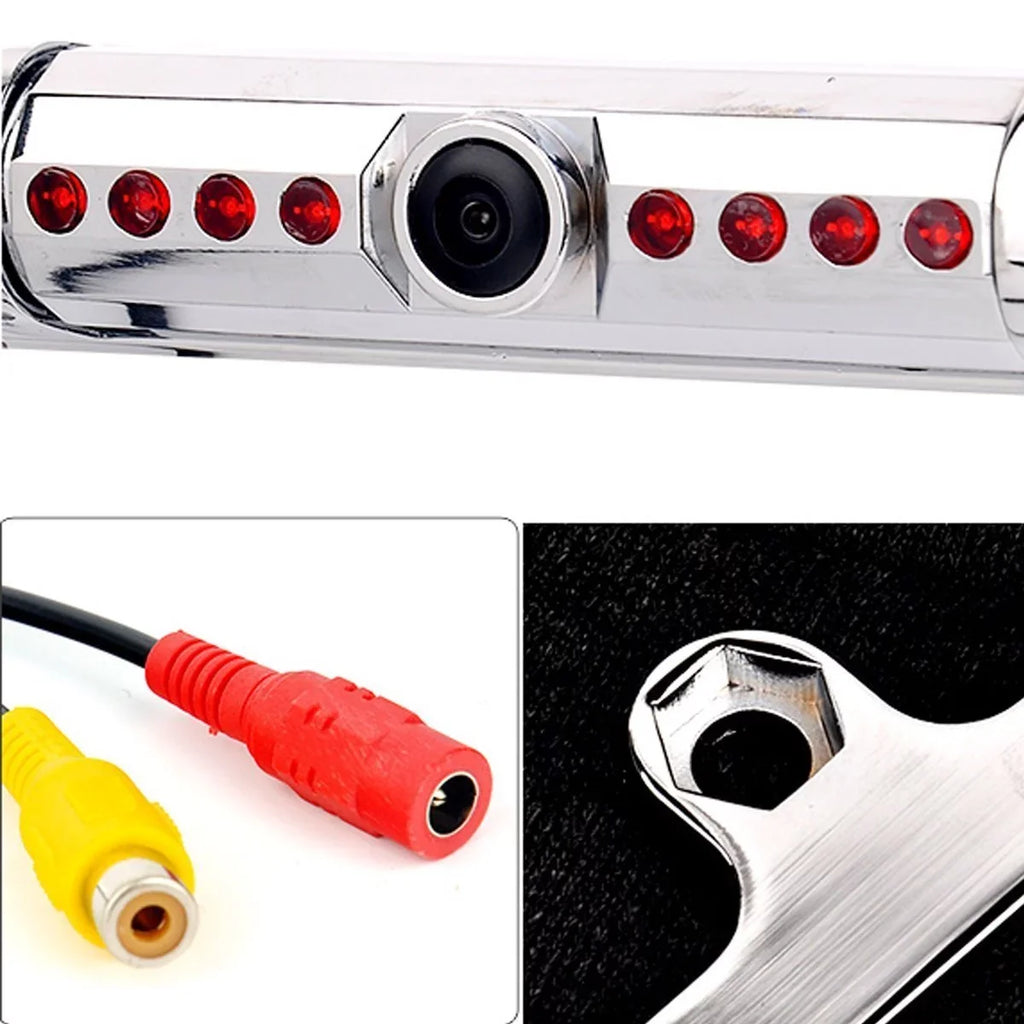 Kenwood Alpine Pioneer JVC Night Vision Color Rear View Camera Silver Chrome Frame
