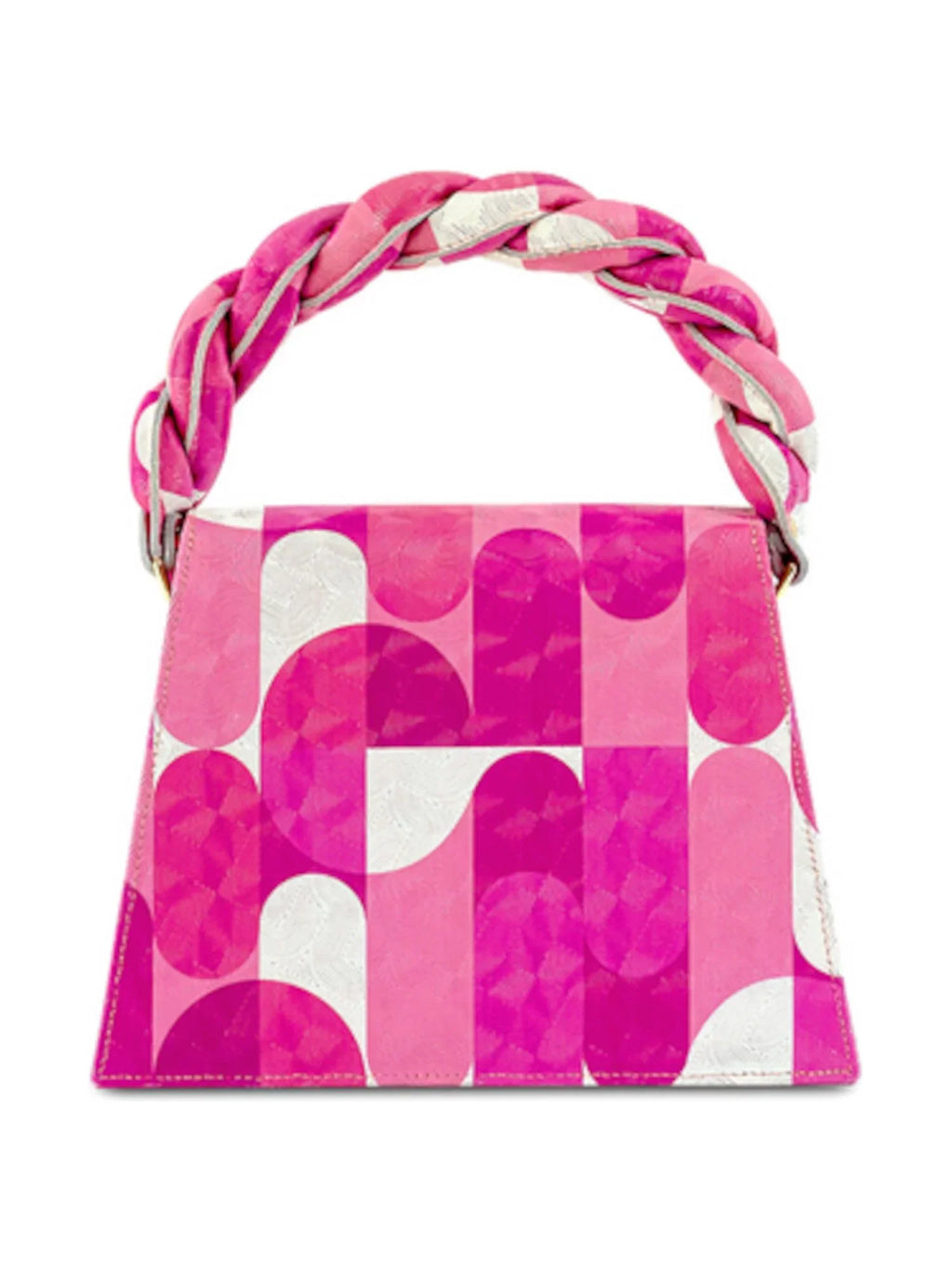 ANIMA IRIS Women's Pink Pink Picasso Zaza Grande Leather Color Block Single Strap Handbag Purse
