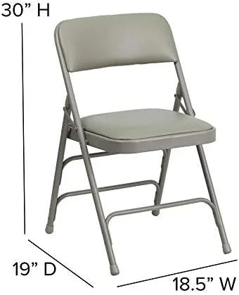 4 Pack HERCULES Series Curved Triple Braced & Double Hinged Gray Vinyl Metal Folding Chair