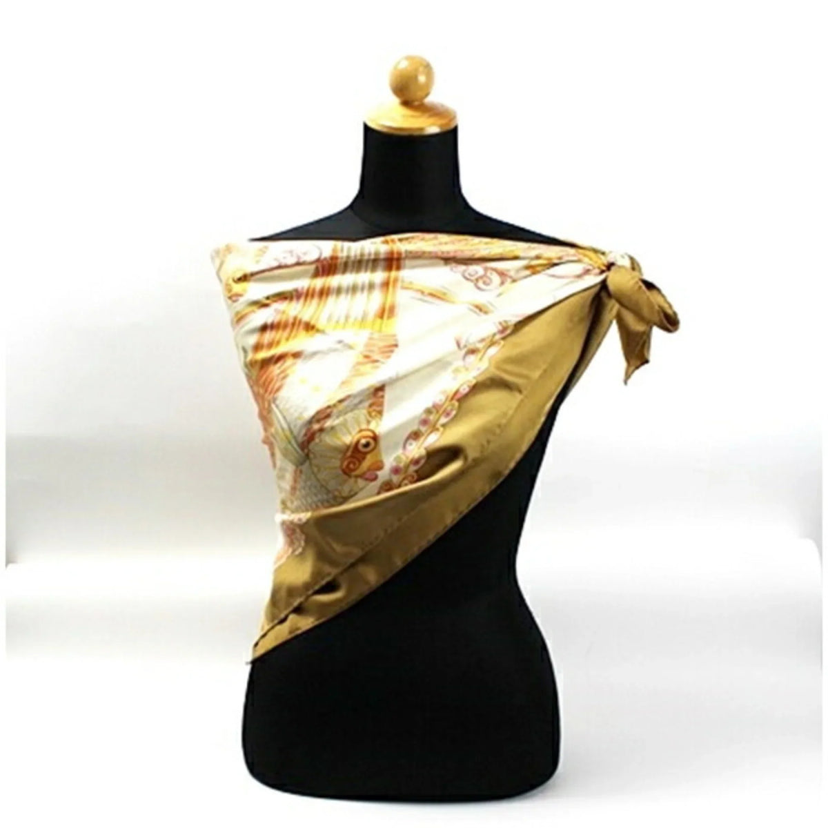 Pre-Owned Salvatore Ferragamo Silk Scarf Muffler Fish Pattern Beige SALVATORE FERRAGAMO Women's (Good)