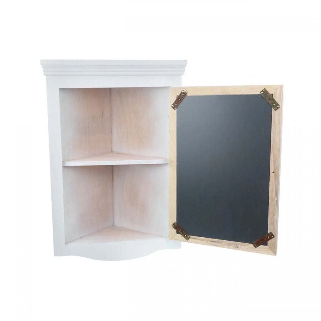 Bethpage Wooden Corner Medicine Cabinet w/Mirror Wall Mount White Hardwood Bathroom Storage 27" x 20" Double Shelf Storage Cabinet w/ Screws Renovators Supply