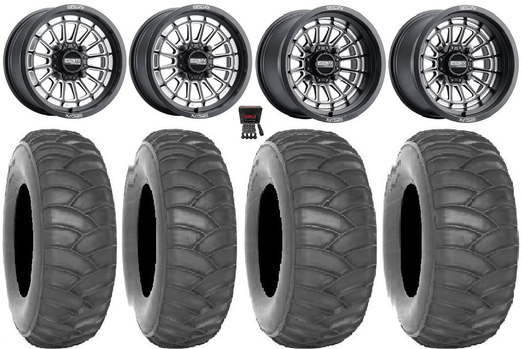 MetalFX Delta CC 15x7/15x10 Wheels Bk 33" SS360/HP Tires Can-Am Maverick X3 / Honda Pioneer 1000 / Talon