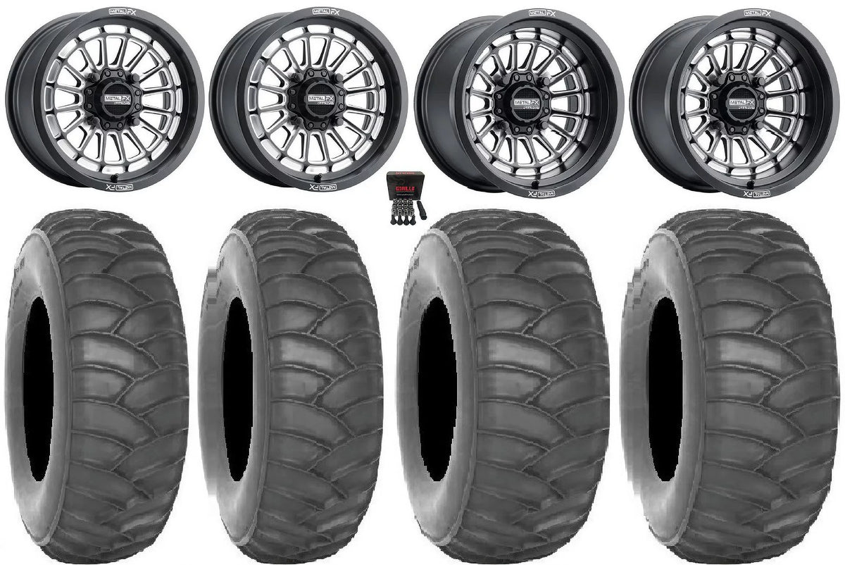 MetalFX Delta CC 15x7/15x10 Wheels Bk 33" SS360/HP Tires Can-Am Maverick X3 / Honda Pioneer 1000 / Talon