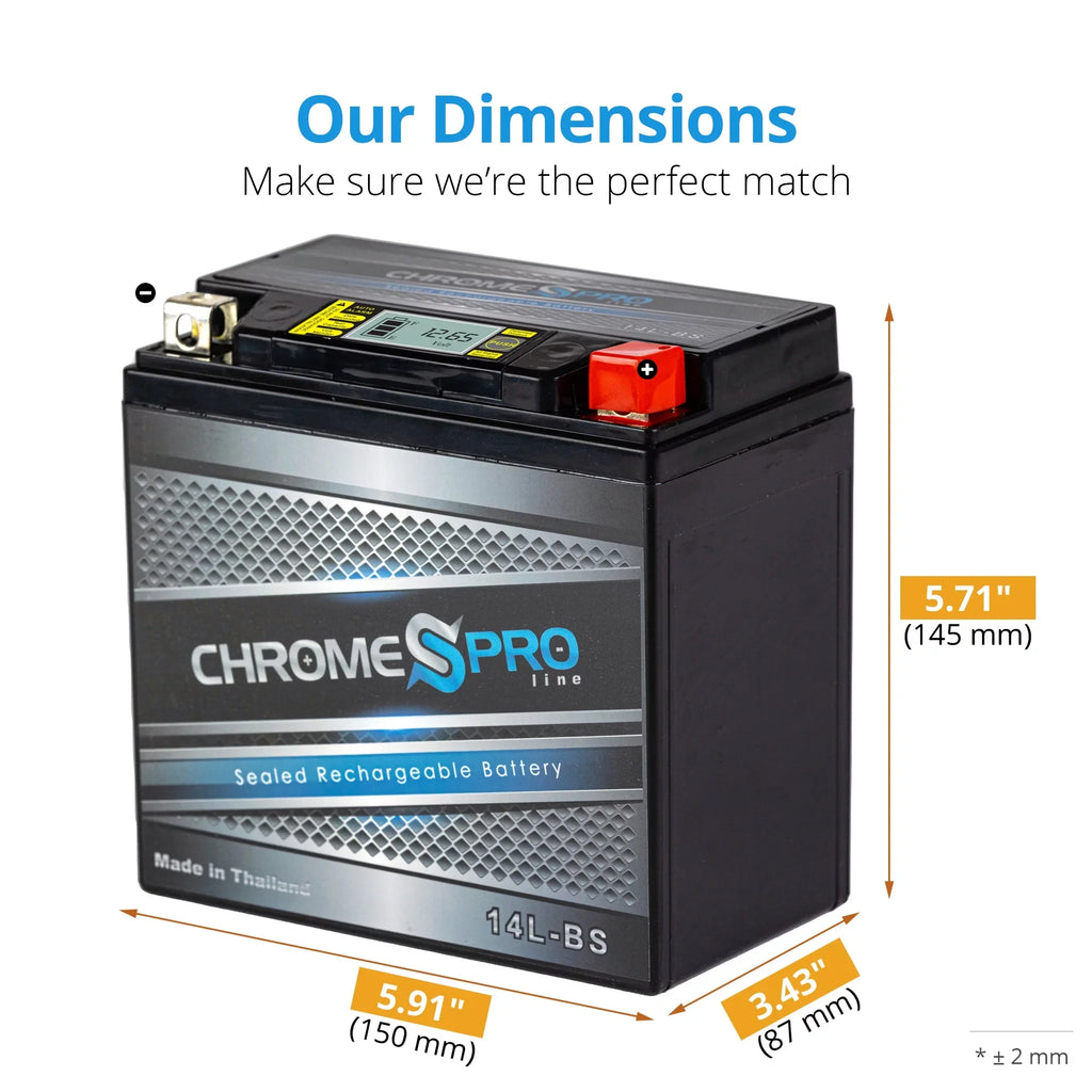 Chrome Pro Battery Ytx14l-bs (14l-bs 12volt, 14ah) iGel AGM Motorcycle Battery for Brp (can-am) 600cc Ryker (ace) Years (2019 - 2020)
