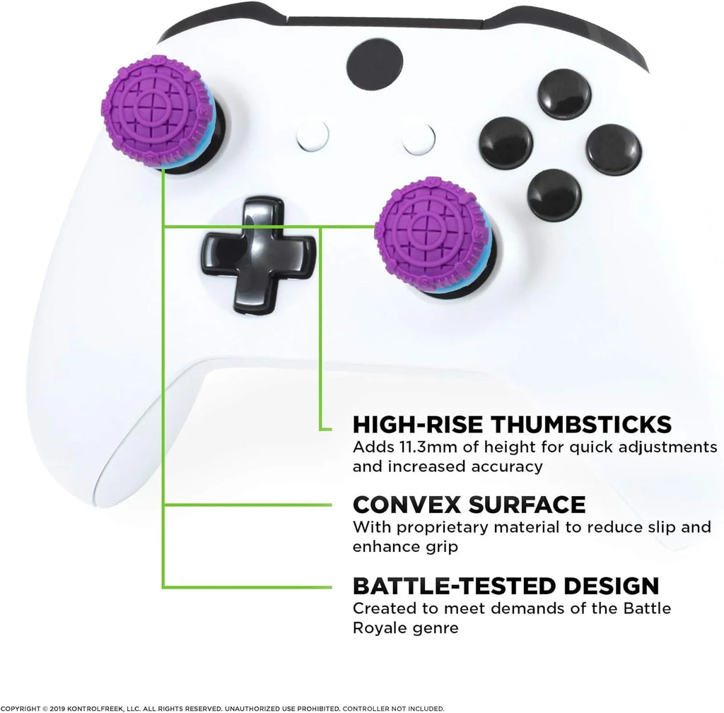 KontrolFreek FPS Freek Battle Royale for Xbox One and Xbox Series X Controller | Performance Thumbsticks | 2 High-Rise Convex (Domed) | Purple