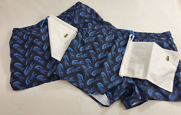 new Lacoste men swimwear trunks short MH5635 51 F65 324209 navy quick dry XL $90